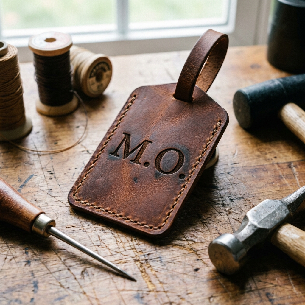 本革ネームタグ 'M.O.'